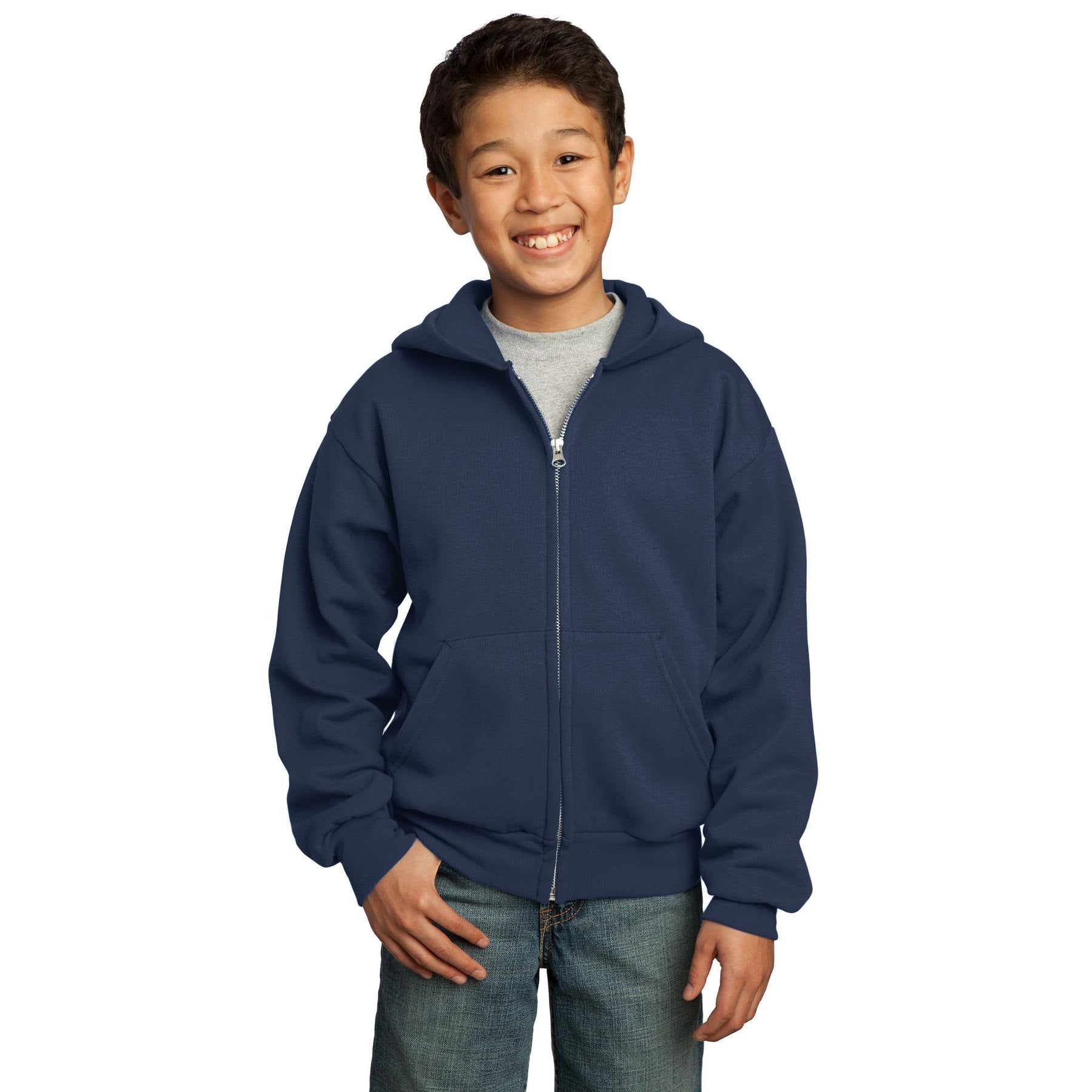 Port & Company-Port & Company® - Youth Core Fleece Full-Zip Hooded Sweatshirt. PC90YZH-MedTech-10